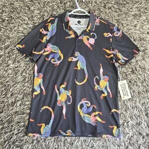 Duvin Polo Shirt Mens Size Medium Have a Day Animal Print Monkeys